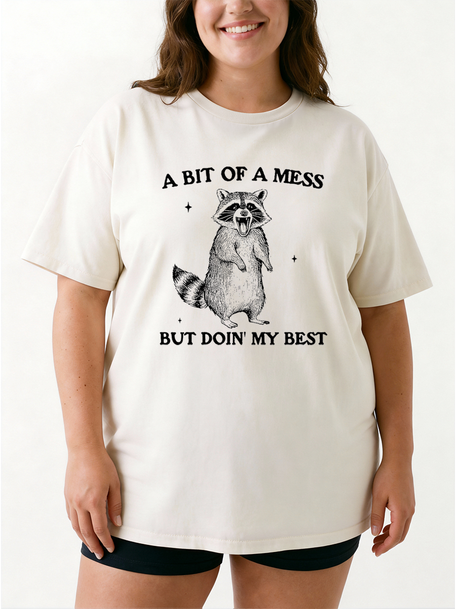 Vintage A Bit Of A Mess But Doin' My Best Oversize Graphic Tee