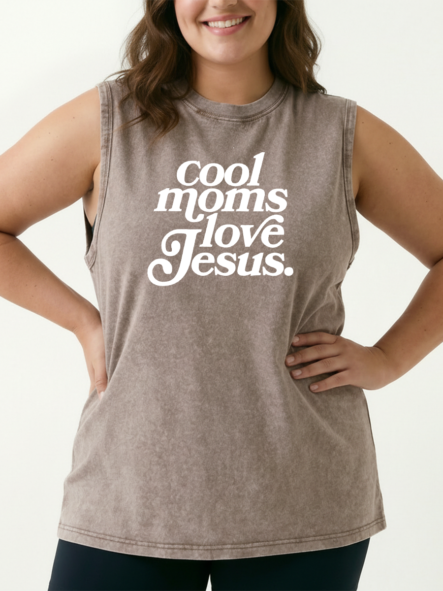 Vintage Cool Moms Love Jesus Washed Tank