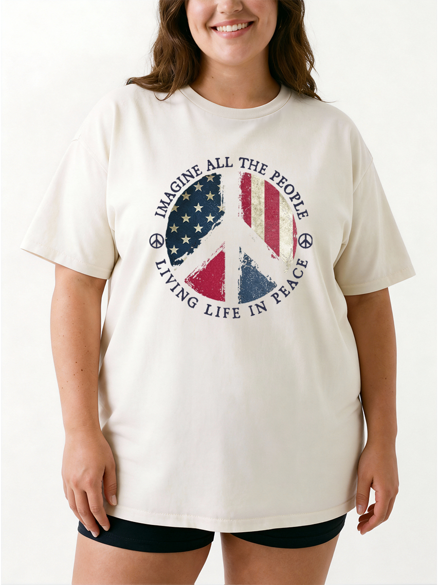 Vintage Peace Sign Oversize Graphic Tee