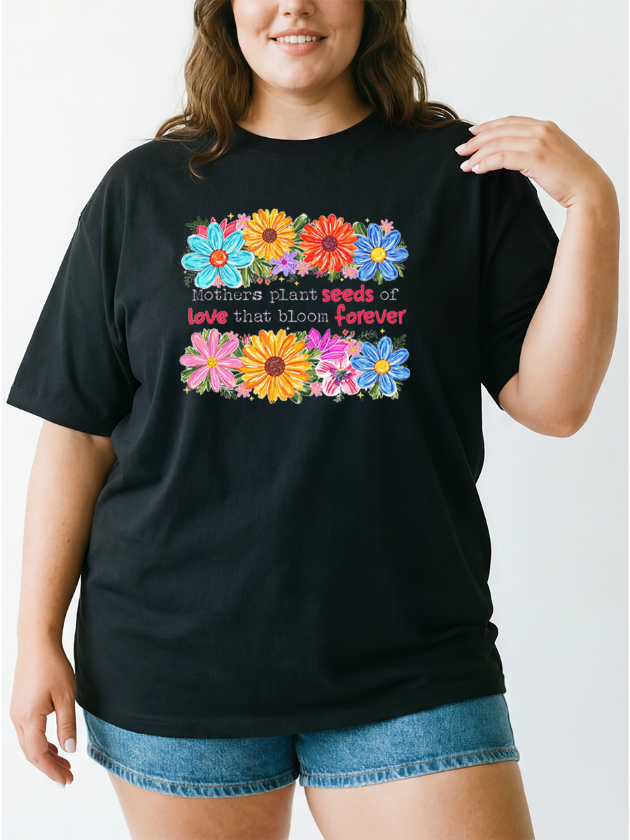 Vintage Boho Floral Mama Oversize Graphic Tee
