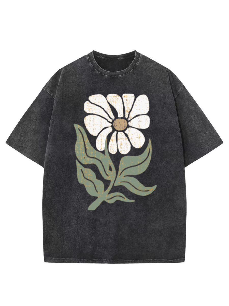 Vintage Boho Daisy Flower Washed T-Shirt