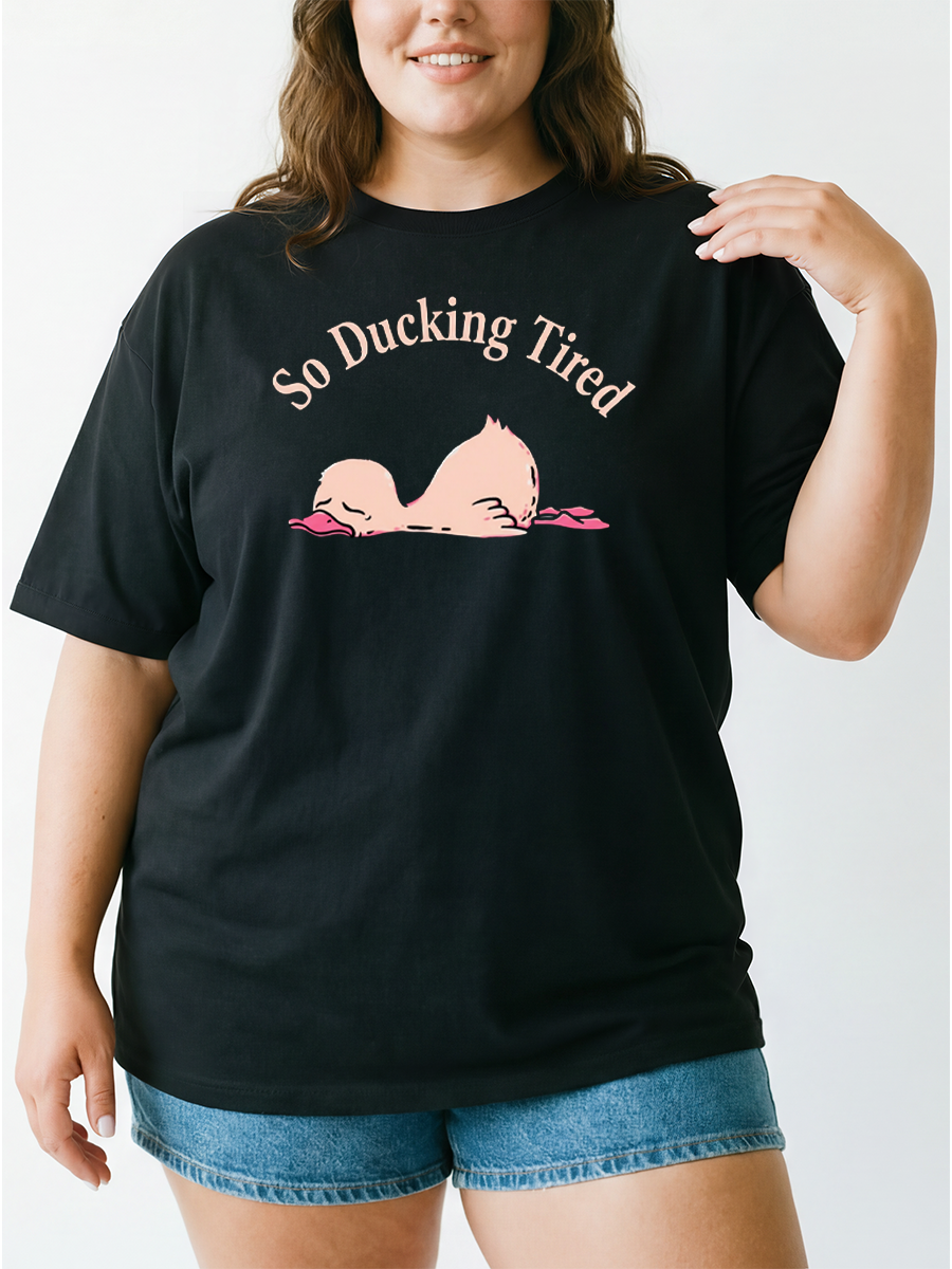 Vintage So Ducking Tired Oversize Graphic Tee