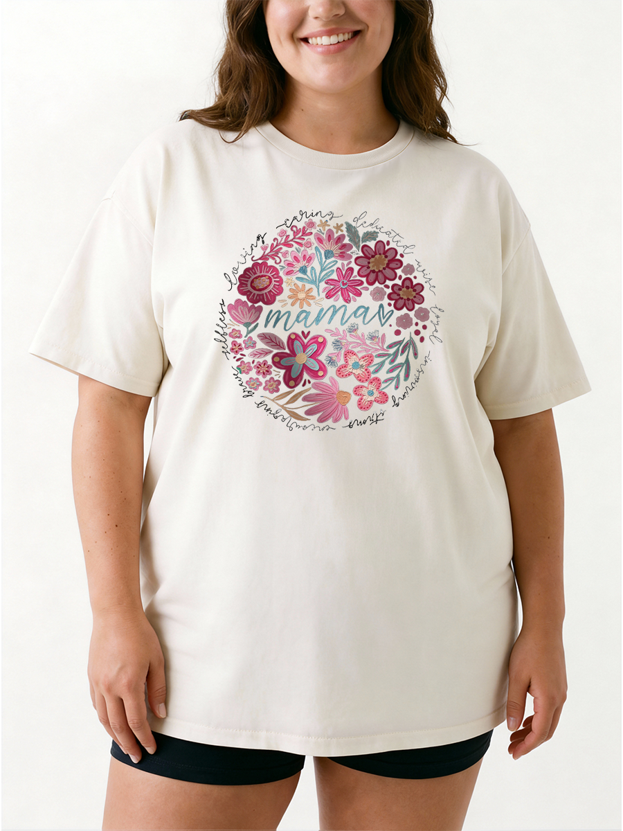 Vintage Flowers Mama Oversize Graphic Tee