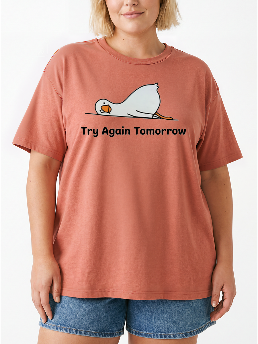 Vintage Try Again Tomorrow Funny Goose Oversize Graphic Tee