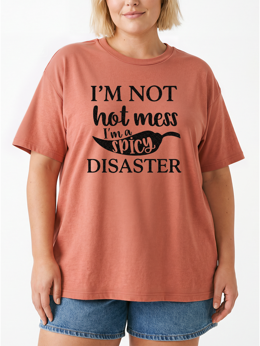 Vintage I'M A Spicy Disaster Oversize Graphic Tee