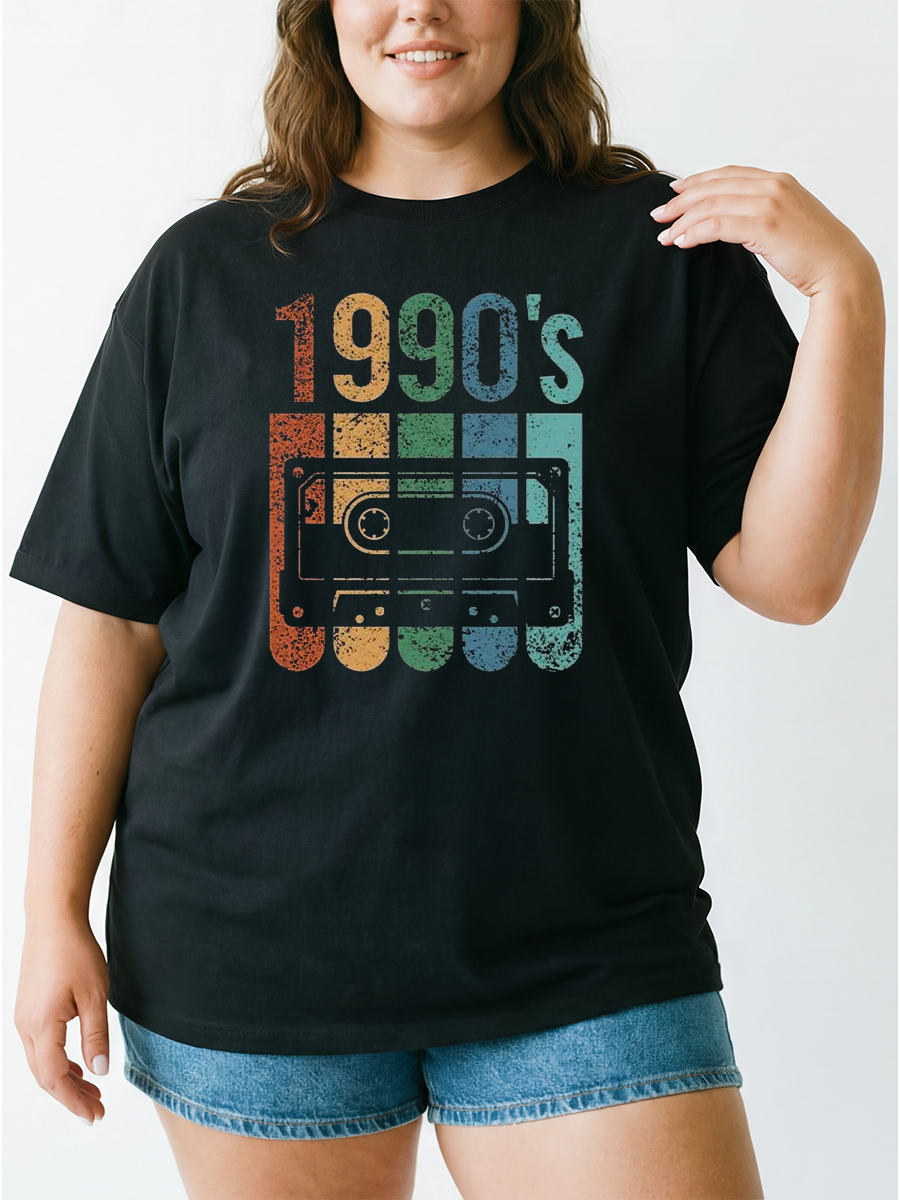 Vintage 1990'S Cassette Tape Oversize Graphic Tee