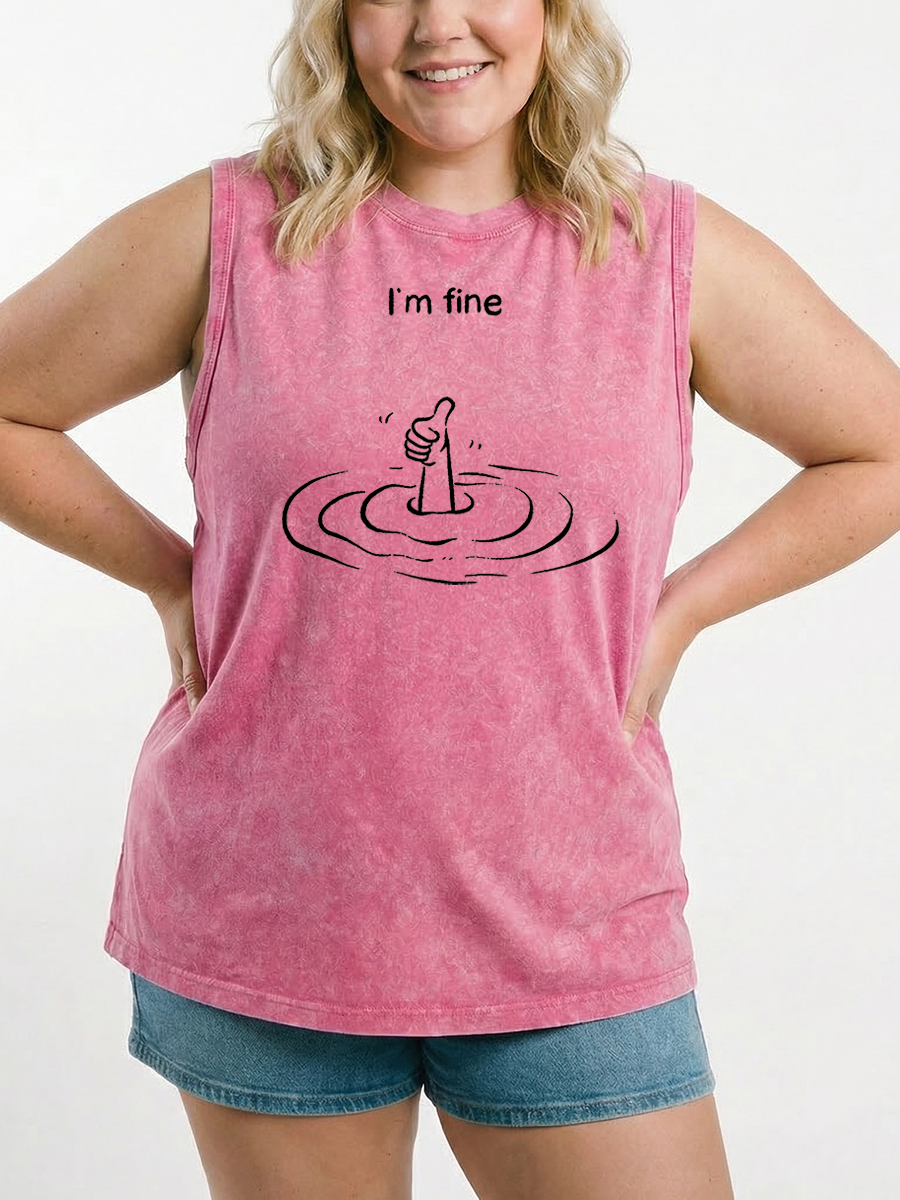 Vintage I'M Fine Washed Tank