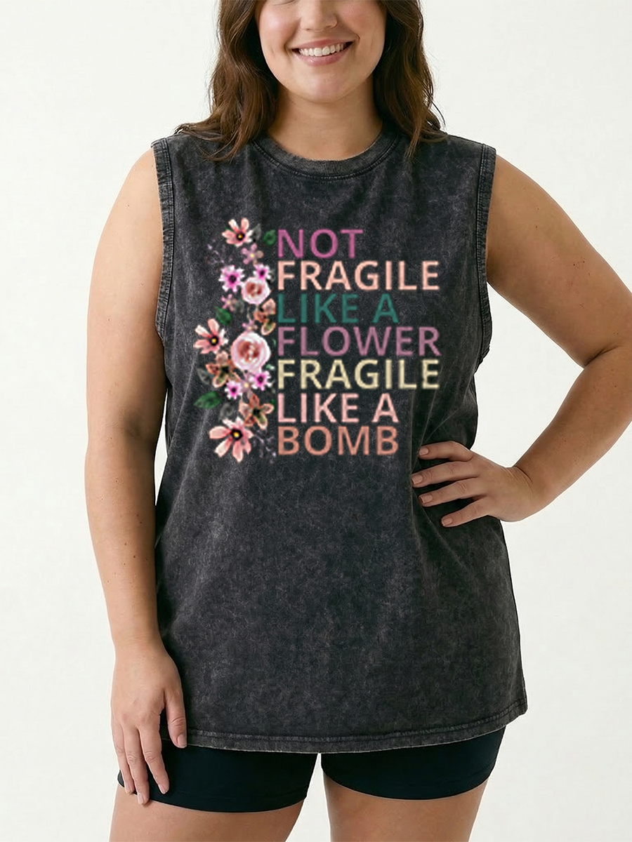 Vintage Floral Feminist Women Power Washed Tank
