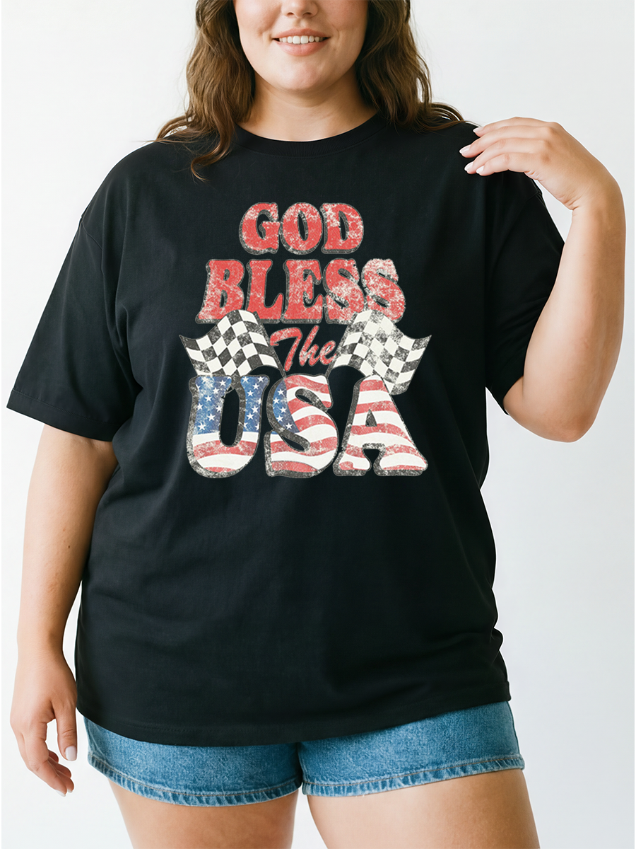 Vintage God Bless The Usa Oversize Graphic Tee