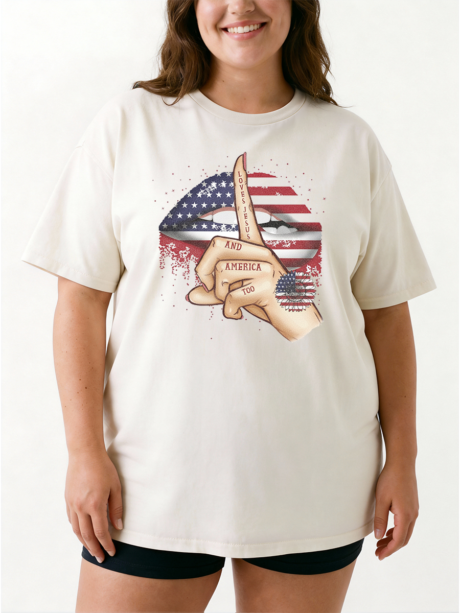 Vintage Love Jesus And America Too Oversize Graphic Tee