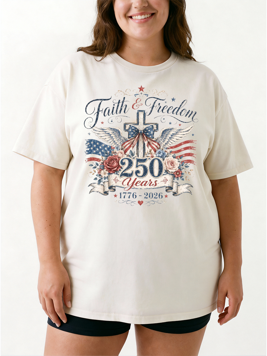 Vintage Faith & Freedom 250 Years Oversize Graphic Tee