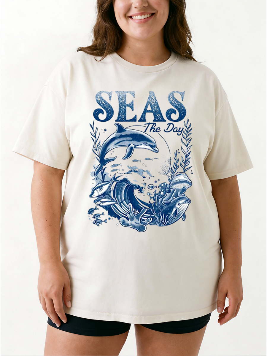 Vintage Seas The Day Oversize Graphic Tee