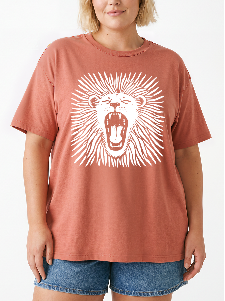 Vintage Boho Lion Oversize Graphic Tee