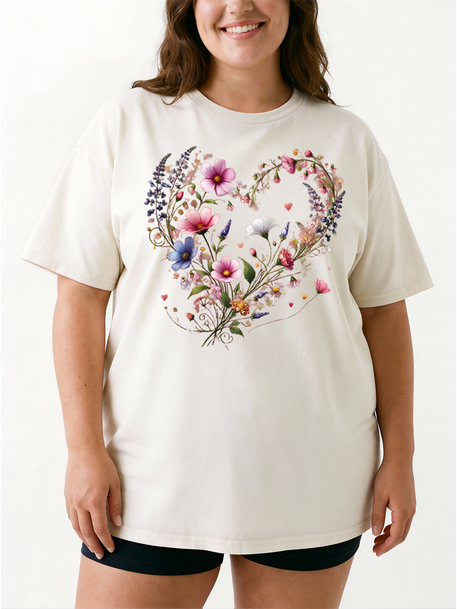 Vintage Aesthetic Floral Oversize Graphic Tee