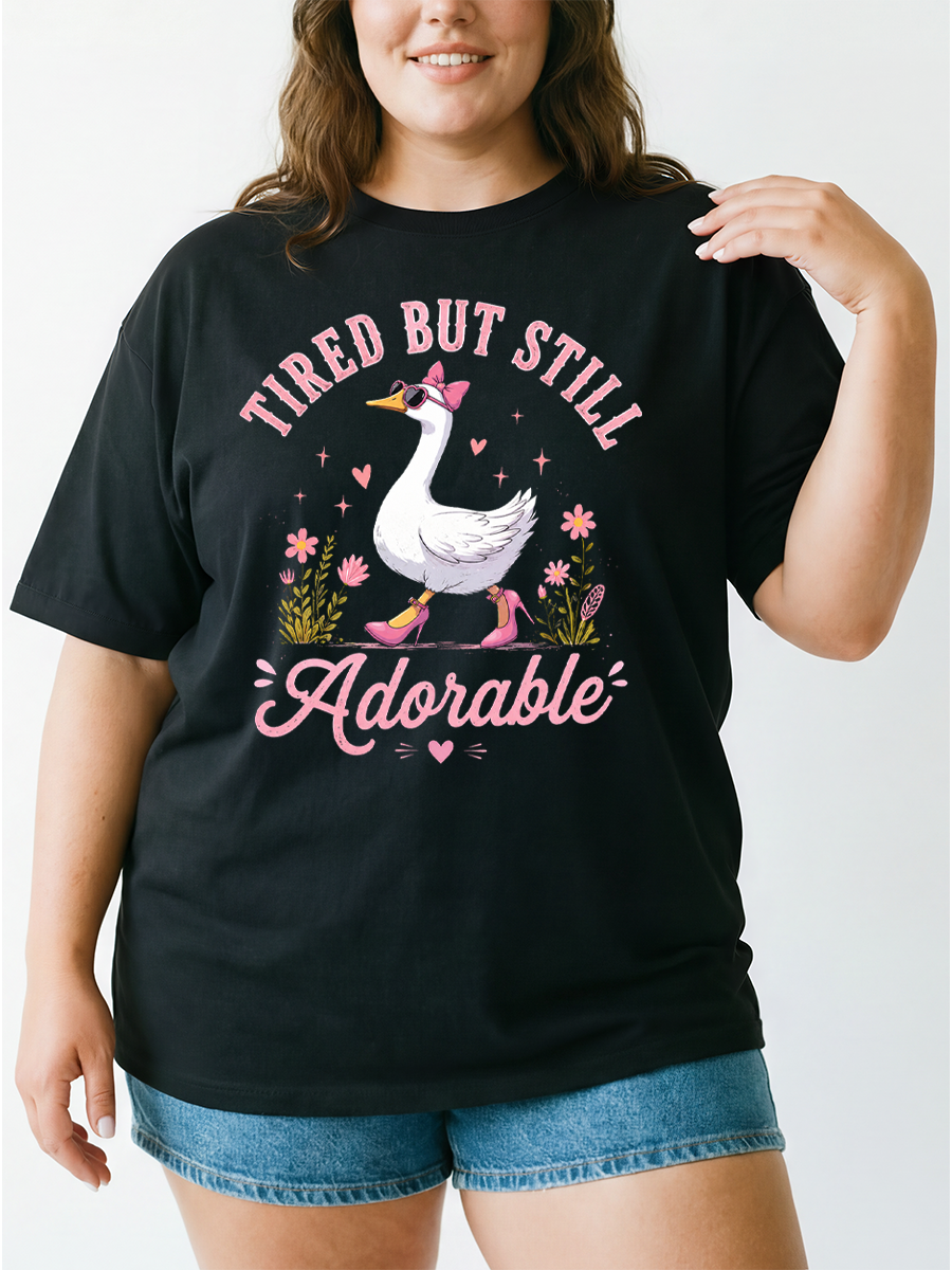 Vintage Tired But Still Adorable Oversize Graphic Tee