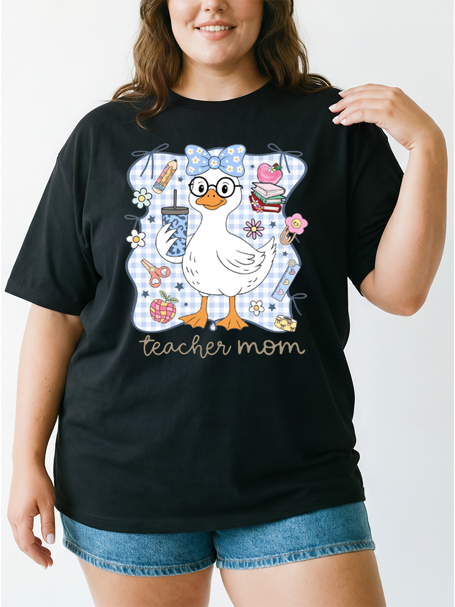 Vintage Cute Back To School Teacher Mom Oversize Graphic Tee