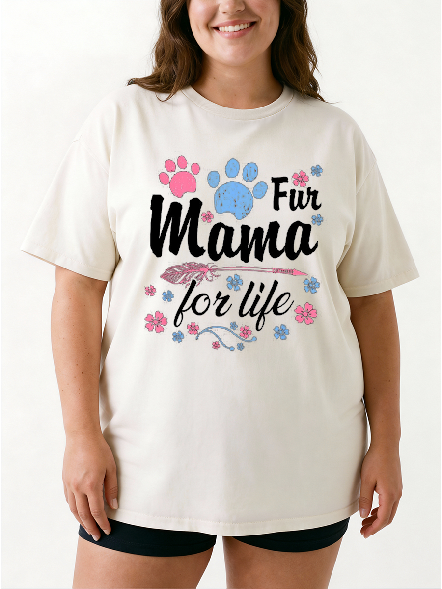 Vintage Dog Mama Fur Life Oversize Graphic Tee