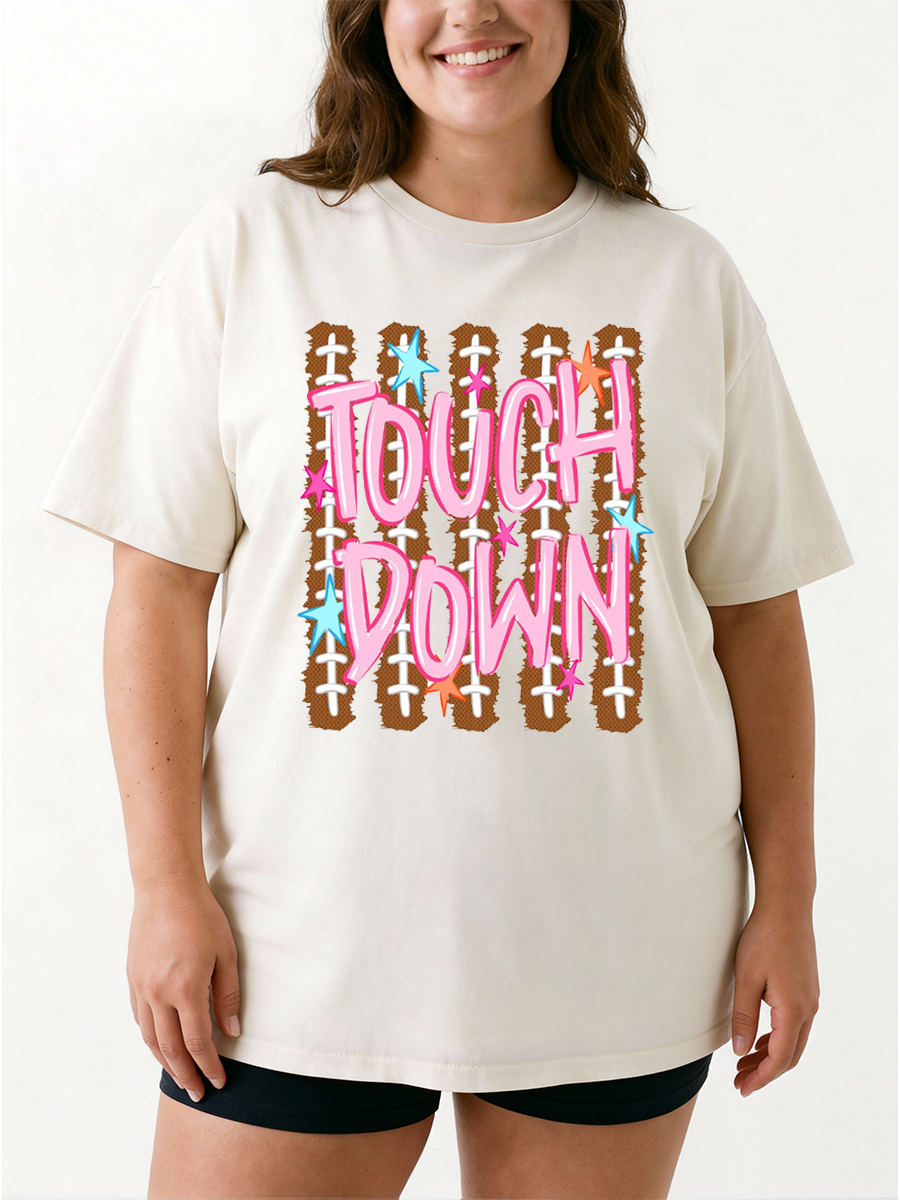 Vintage Stripes Football Mom Oversize Graphic Tee