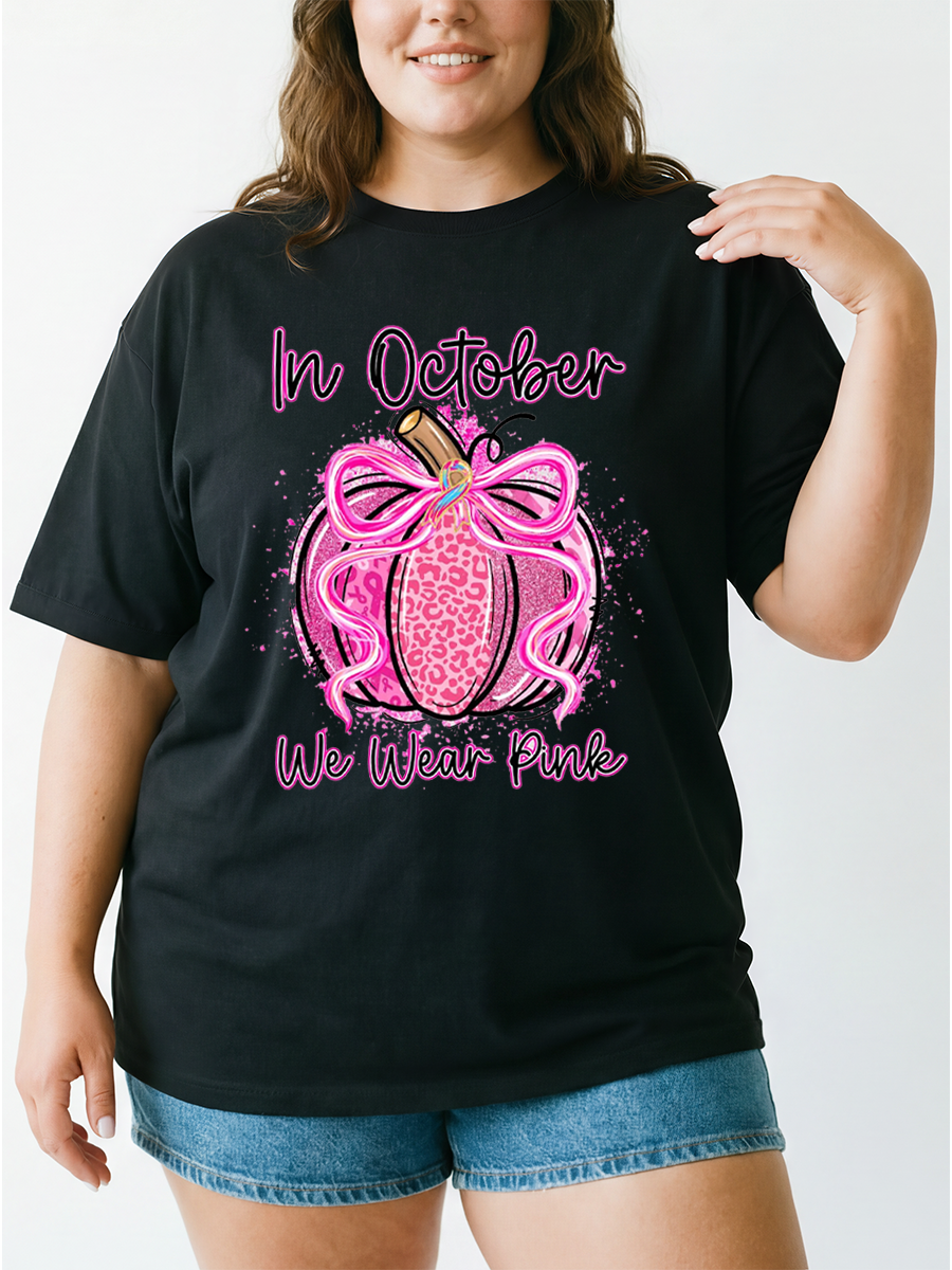 Vintage In October We Wear Pink Oversize Graphic Tee
