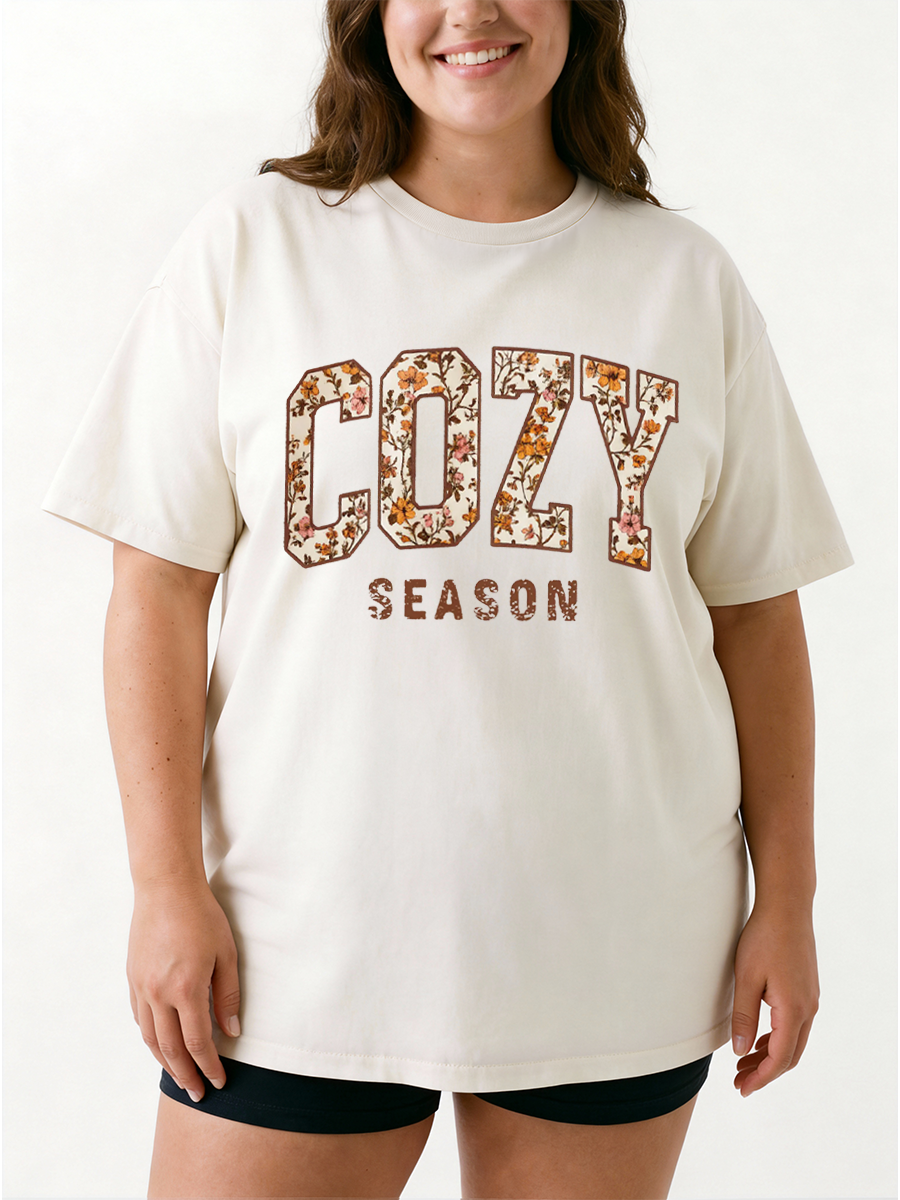 Vintage Cozy Season Oversize Graphic Tee