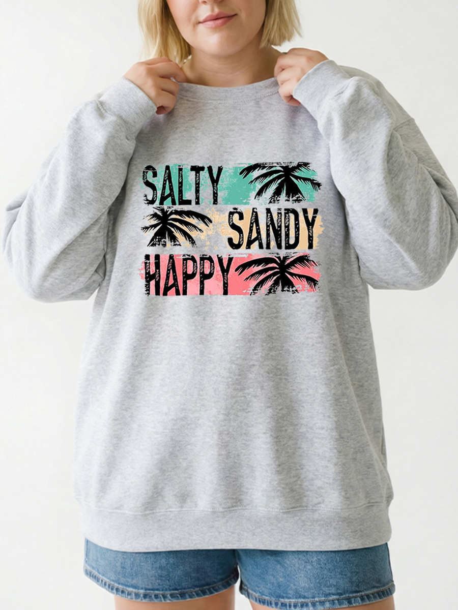 Vintage Salty Sandy Happy Summer Graphic Sweatshirt