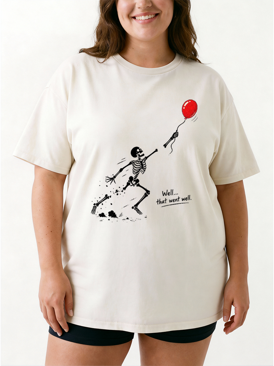 Vintage Well That Went Well Funny Halloween Oversize Graphic Tee
