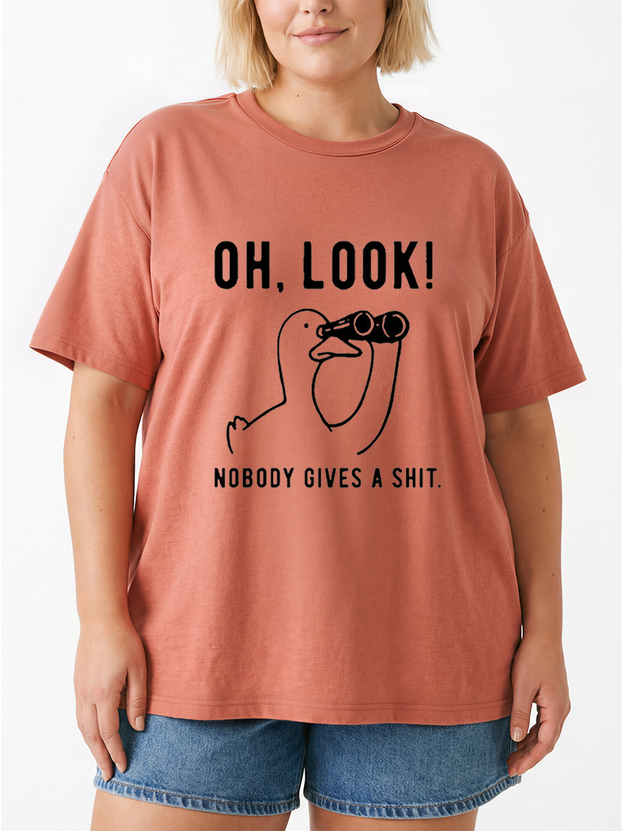 Vintage Oh Look Nobody Gives A Shit Oversize Graphic Tee