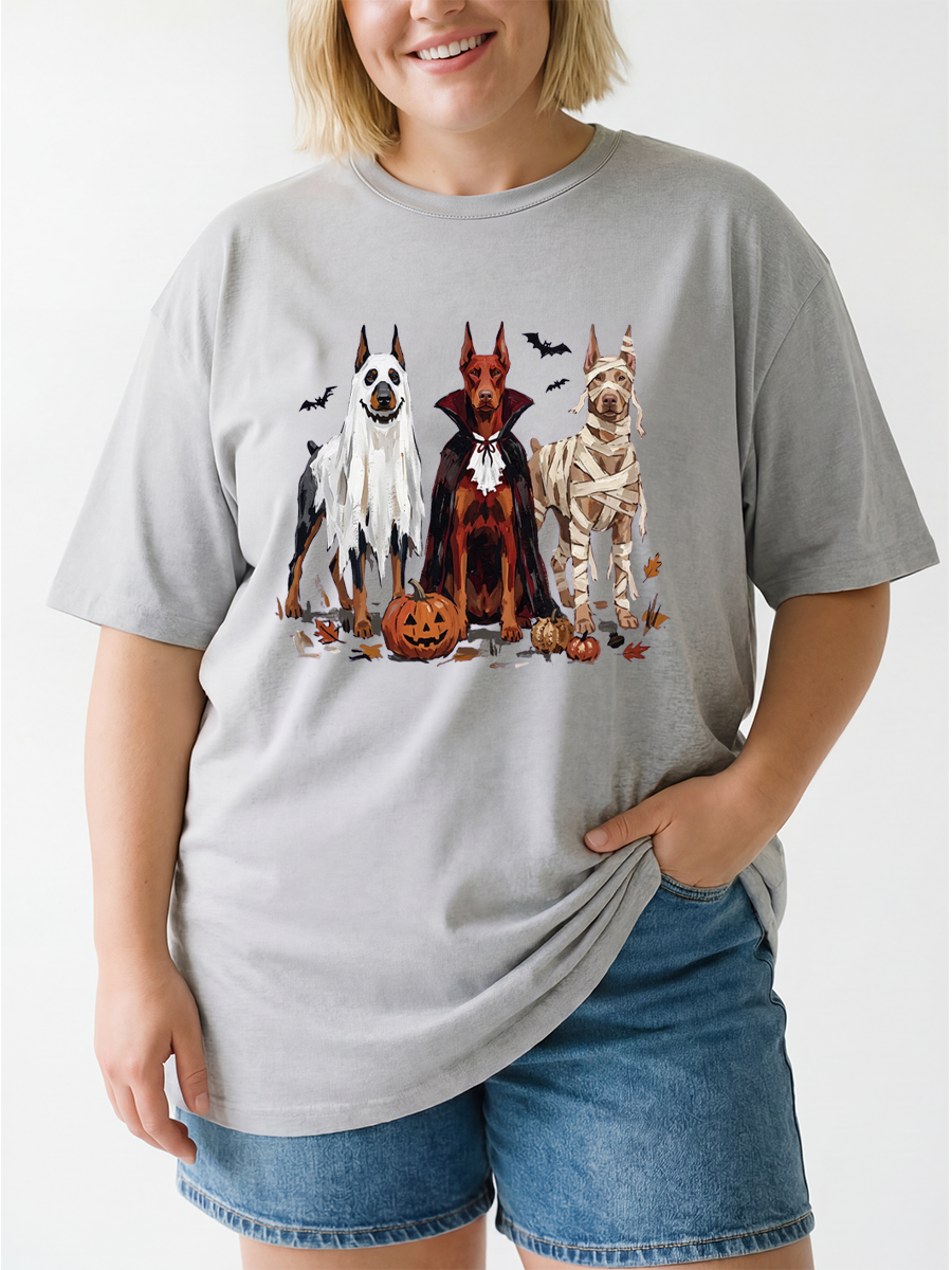 Vintage Doberman Halloween Oversize Graphic Tee