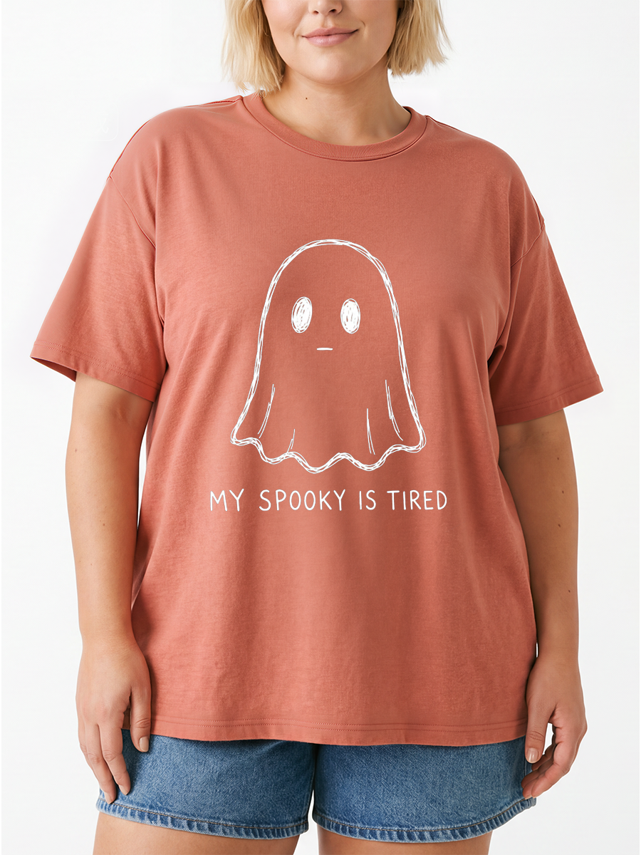 Vintage Sarcastic My Spooky Is Tired Oversize Graphic Tee