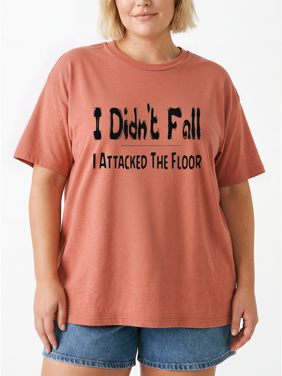 Vintage I Didn'T Fall I Attacked The Floor Oversize Graphic Tee