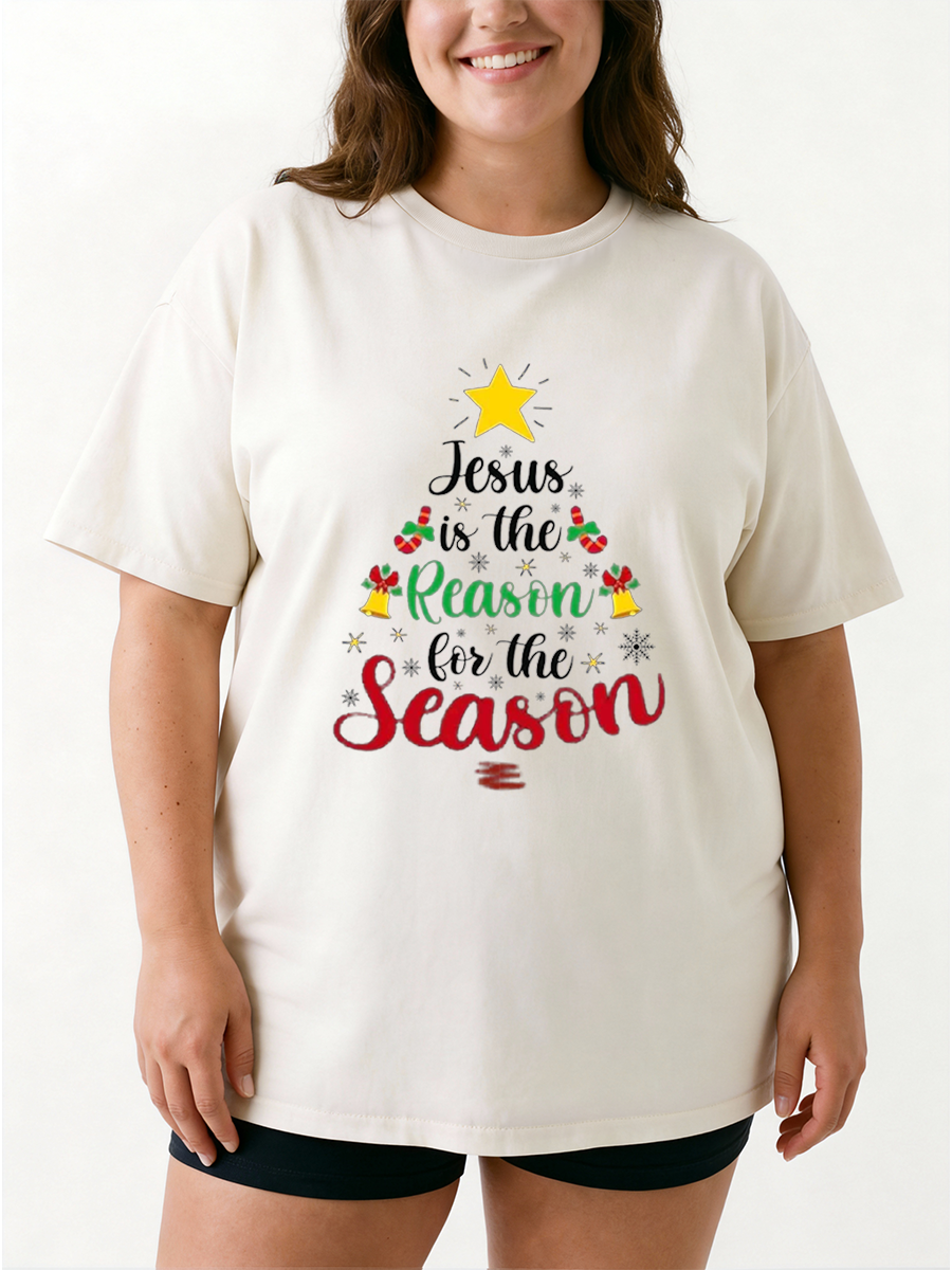 Vintage Jesus Is The Reason For The Season Oversize Graphic Tee