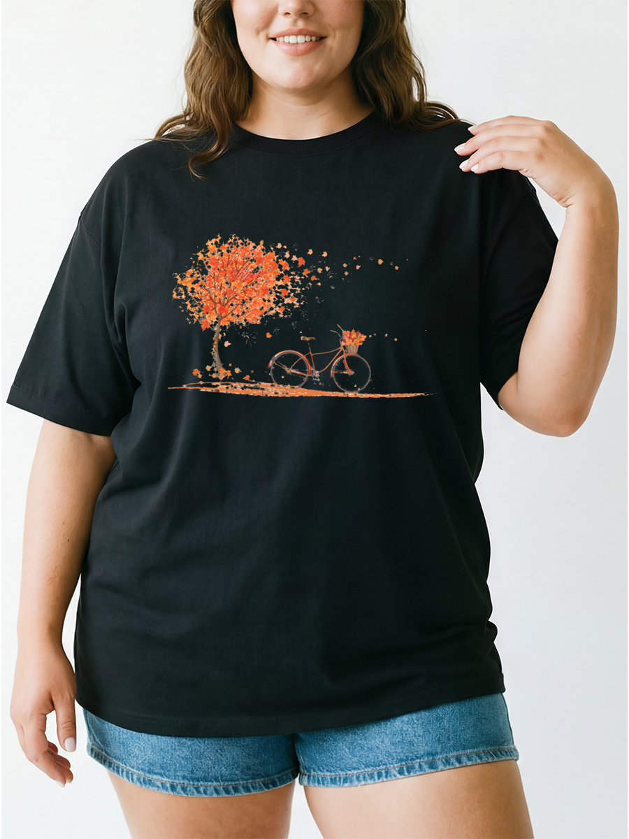 Vintage Fall Leaves Oversize Graphic Tee