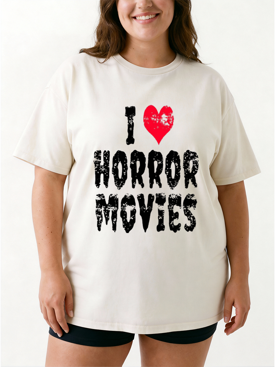 Vintage I Love Horror Movies Oversize Graphic Tee