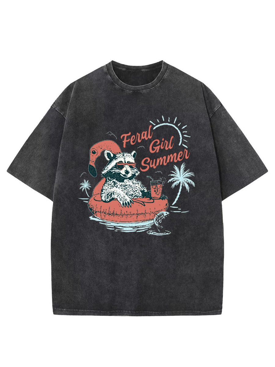 Vintage  Feral Girl Summer Washed T-Shirt