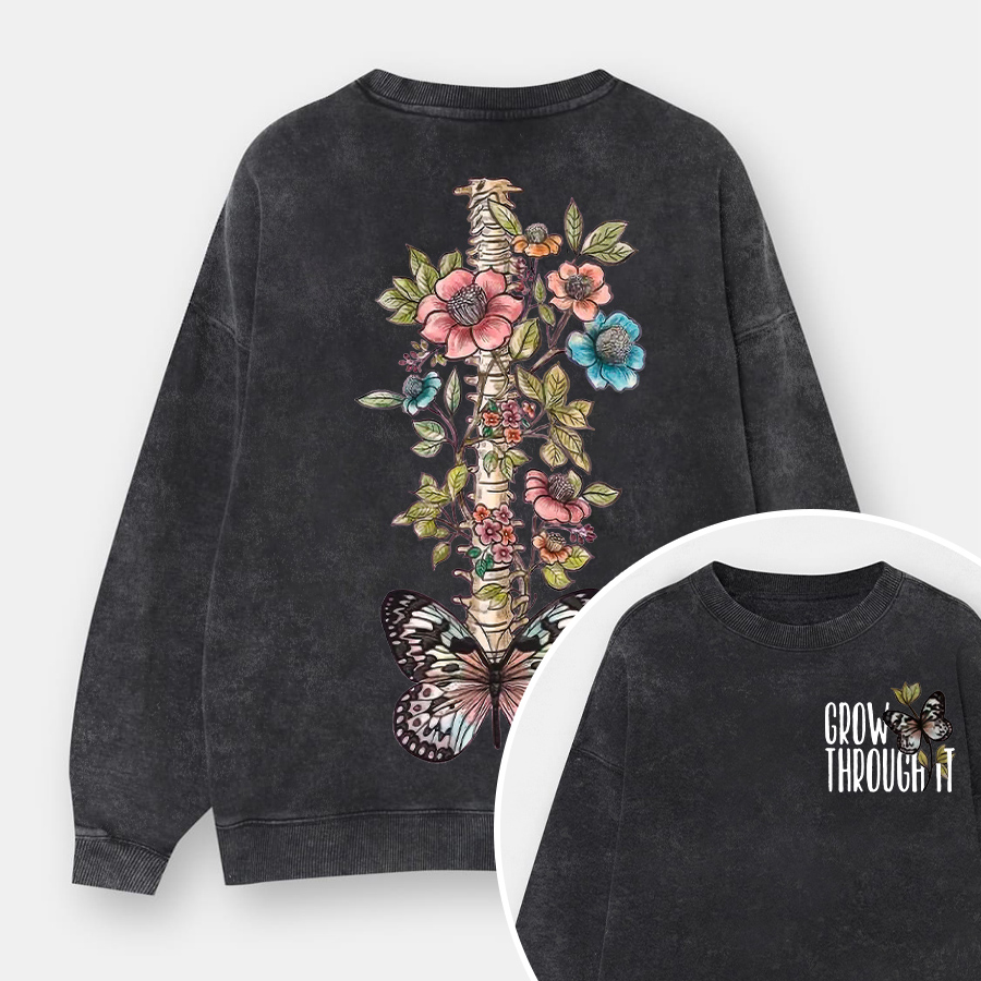Vintage Grow Through It Butterfly Washed Sweatshirt