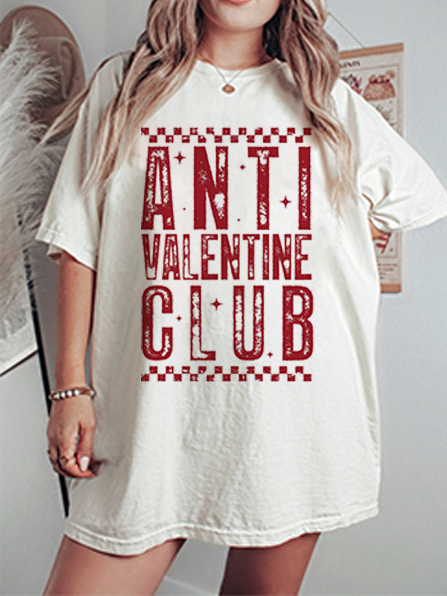 Vintage Anti Valentine Club Oversize Graphic Tee