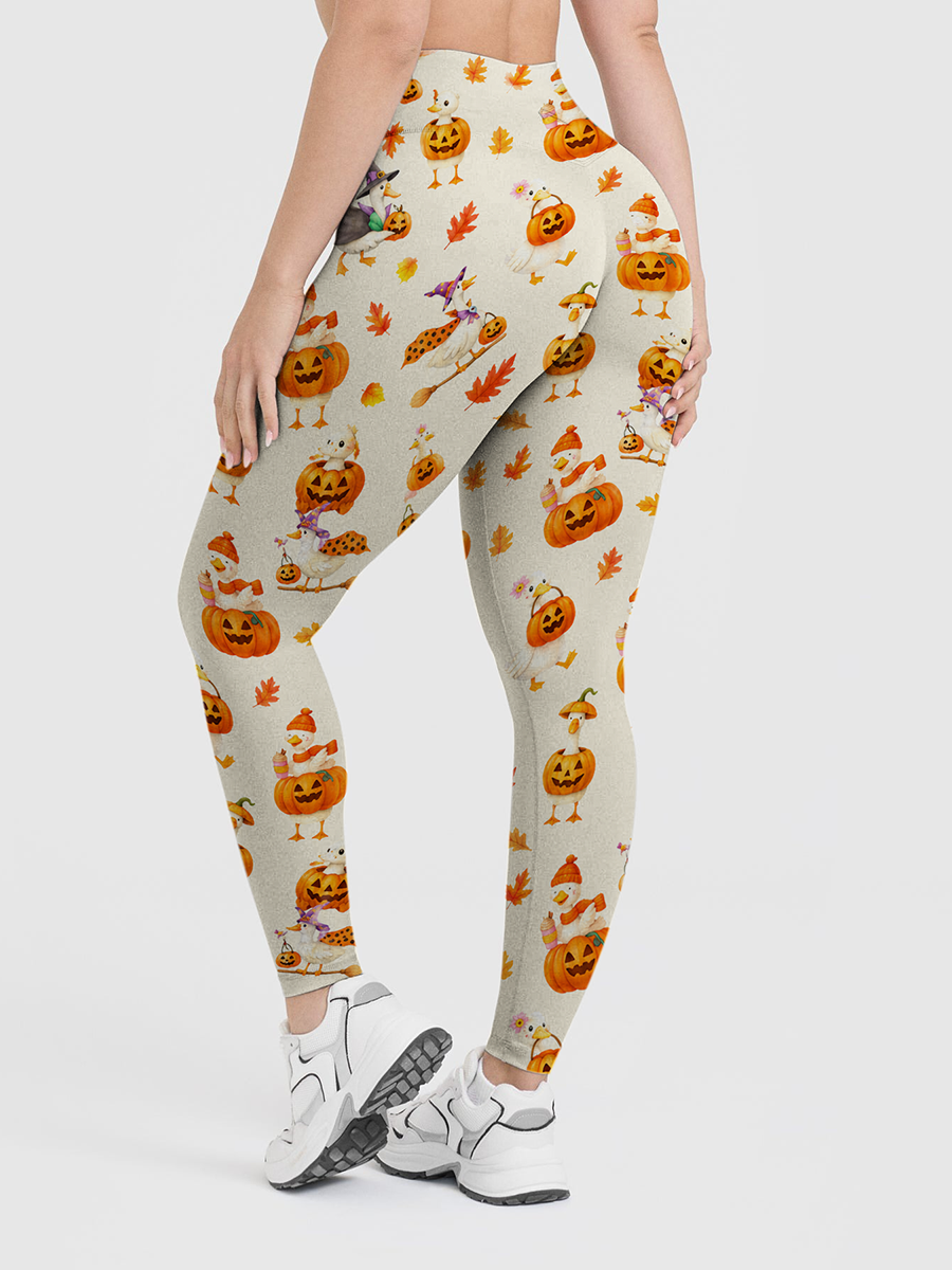 Vintage Cute Fall Watercolor Kids Leggings