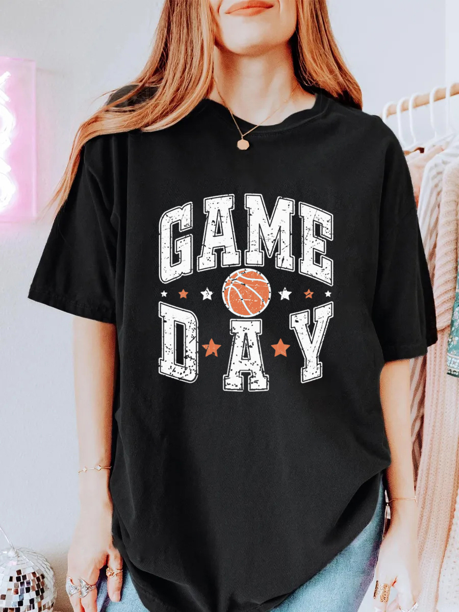 Vintage Basketball Game Day Oversize Graphic Tee