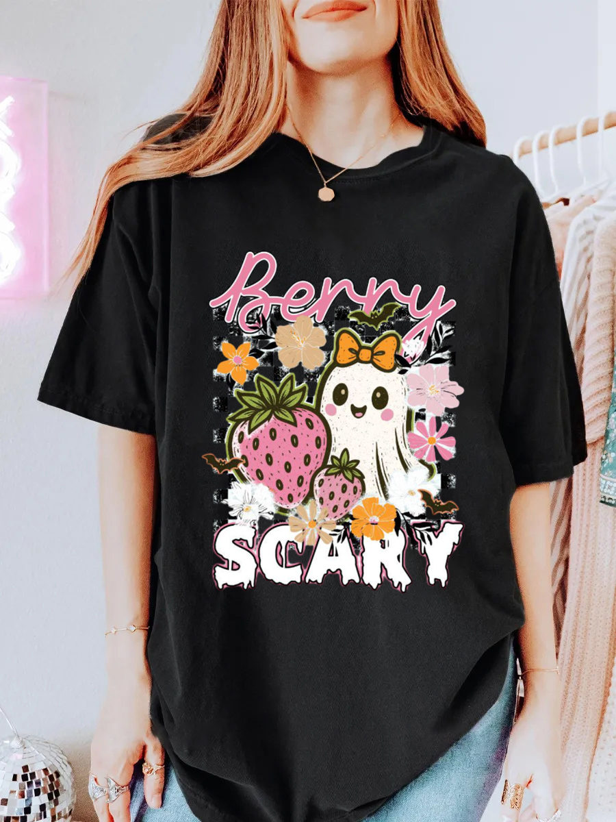 Vintage Pink Ghost Bow Oversize Graphic Tee