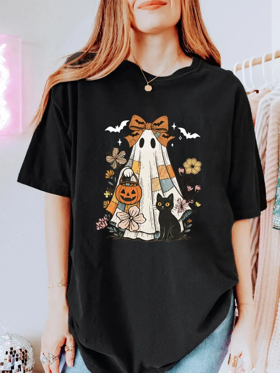 Vintage Halloween Ghost Oversize Graphic Tee