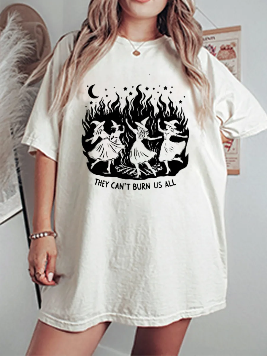 Vintage Feminism Witch Dance Oversize Graphic Tee