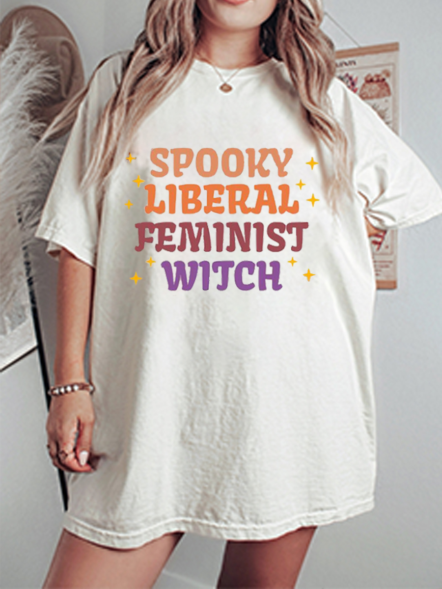 Vintage Spooky Liberal Feminist Oversize Graphic Tee