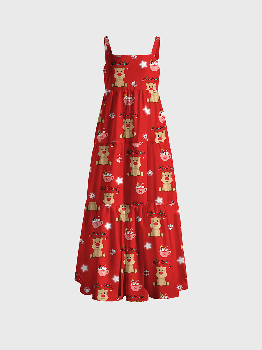 Pixel Halloween Graveyard Adjustable Wide Straps Maxi Dress