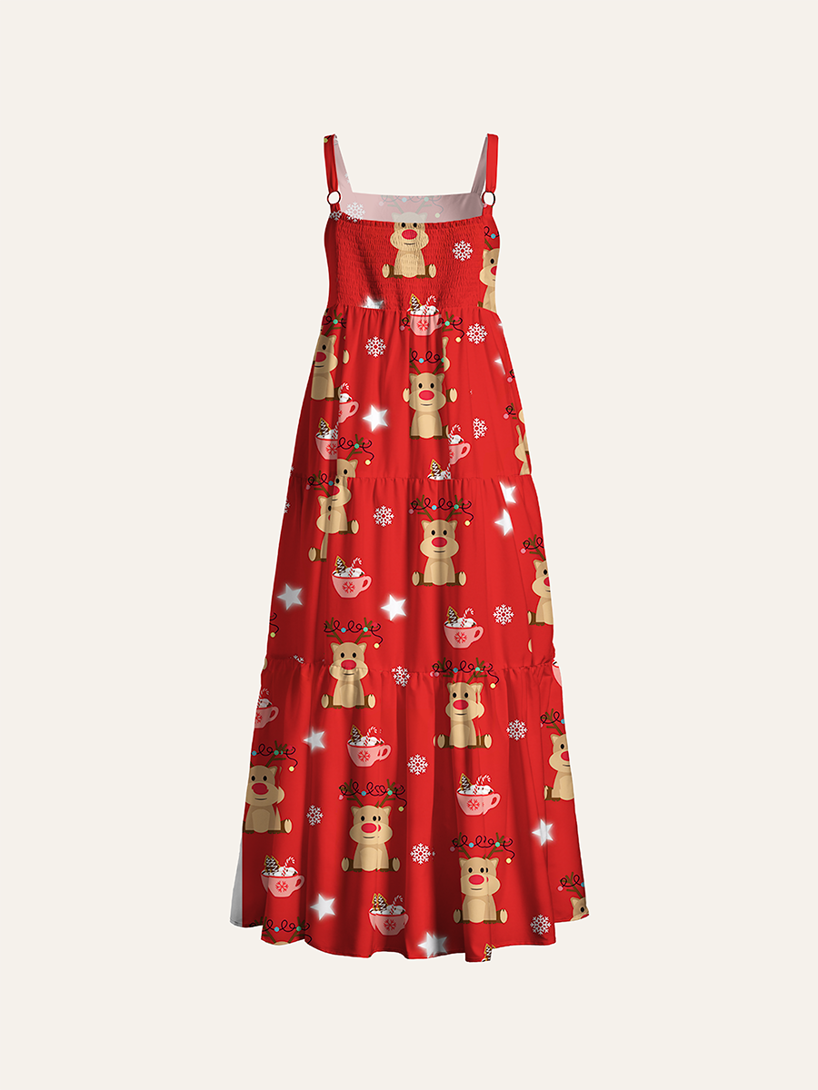 Pixel Halloween Graveyard Adjustable Wide Straps Maxi Dress