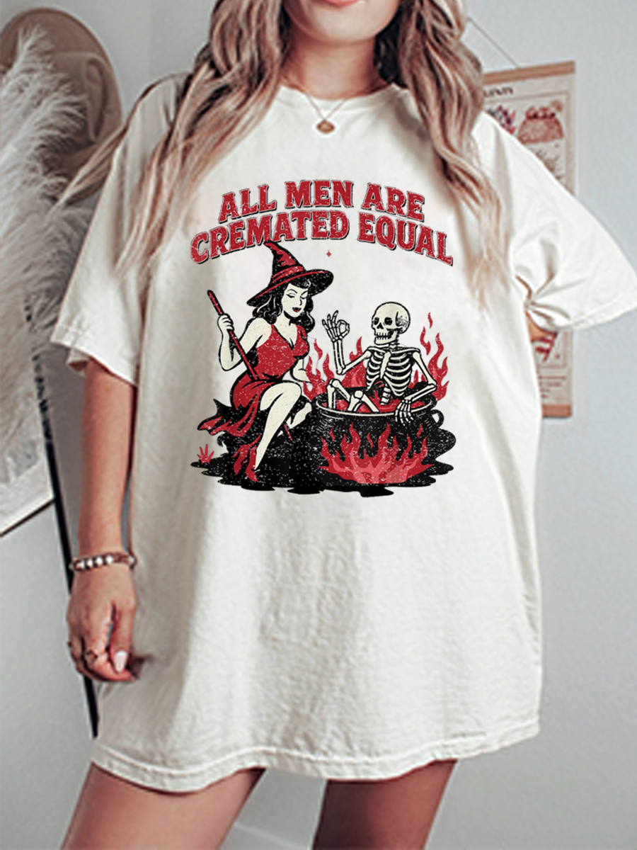 Vintage All Men Are Cremated Equal Oversize Graphic Tee