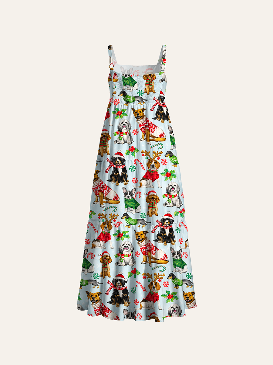 Black Cat Pumpkin Spiderweb Moon Fall Adjustable Wide Straps Maxi Dress