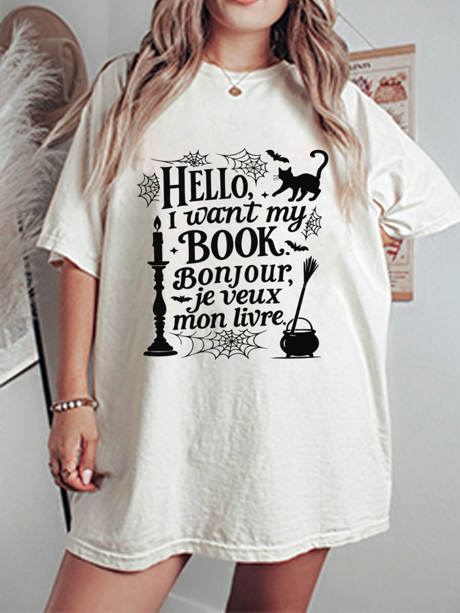 Vintage Hello, I Want My Book Oversize Graphic Tee