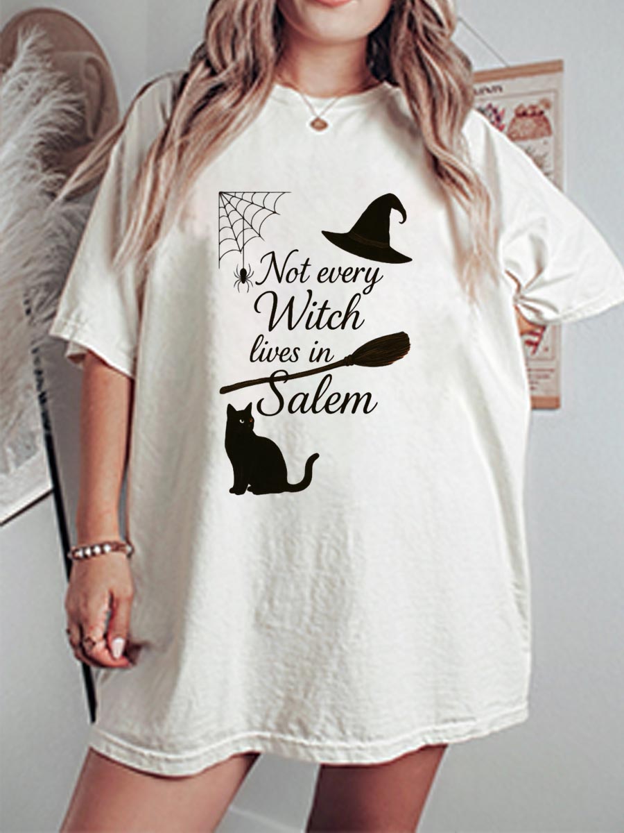 Vintage Not Every Witch Lives In Salem Oversize Graphic Tee