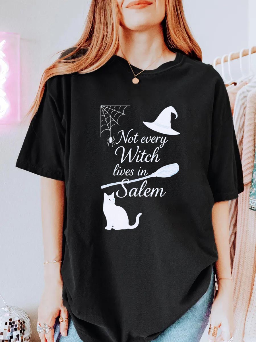Vintage Not Every Witch Lives In Salem Oversize Graphic Tee