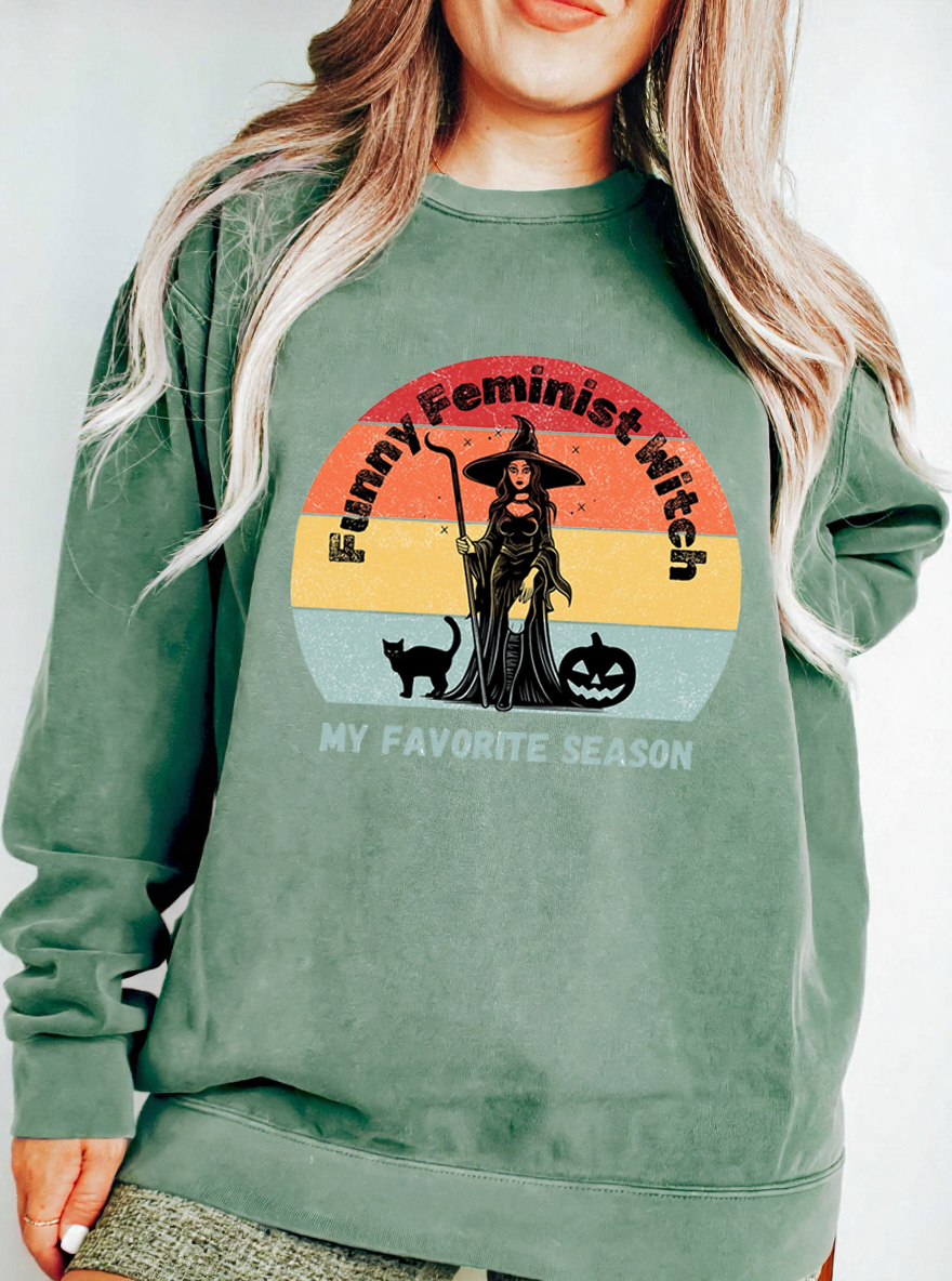 Vintage Funny Feminist Witch Oversize Graphic Sweatshirt